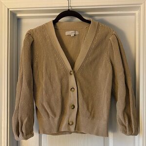 LOFT Women's Beige Button-Up Cardigan